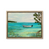 Skiff boat anchored in crystal clear shallow tropical flats water painting by RJ Boyle