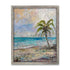Tropical Bimini beach with leaning palm tree and turquoise Caribbean water painting by RJ Boyle