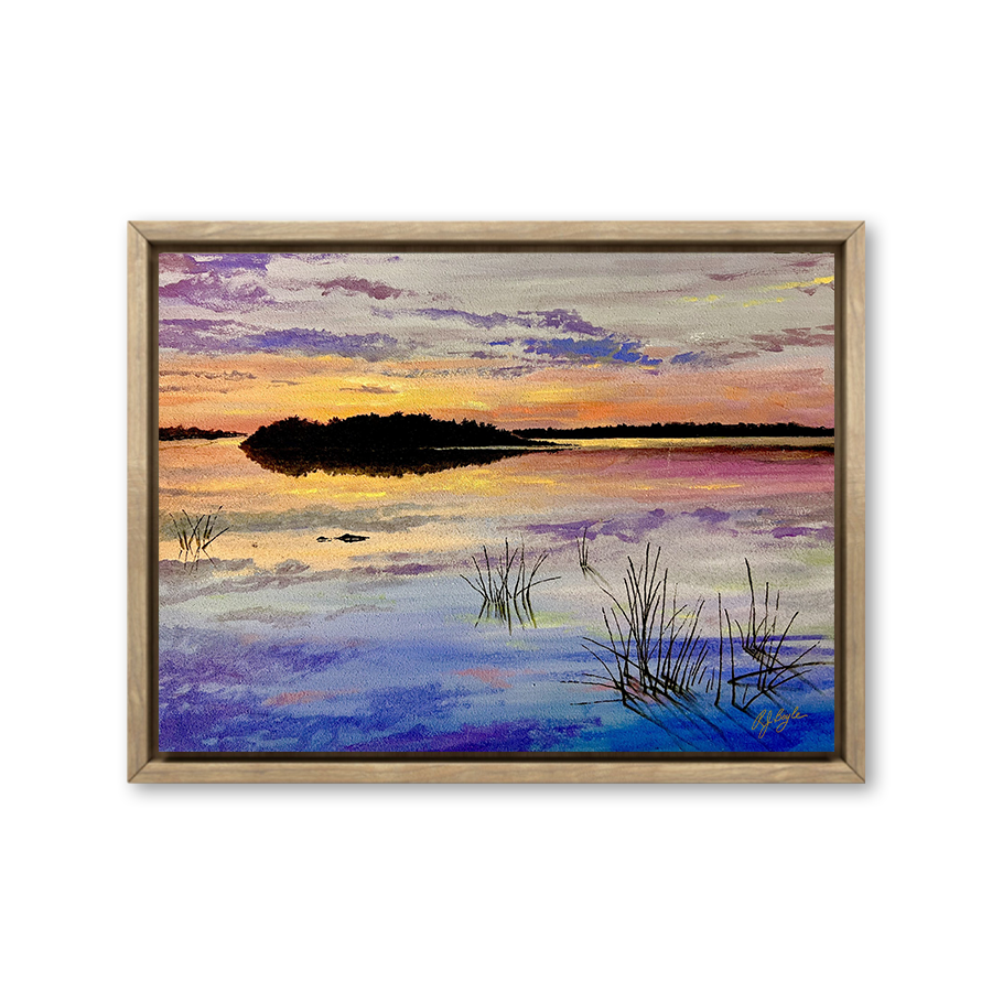 Warm coastal scene at late afternoon golden hour seascape painting by RJ Boyle