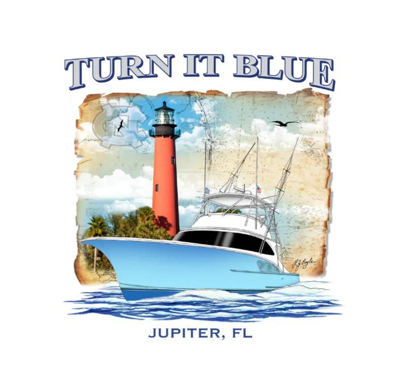 Full color custom sportfishing yacht boat design illustration by RJ Boyle